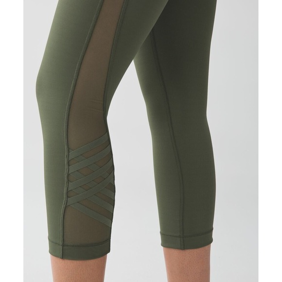Lululemon  Green Size 4 Weaved Leg Leggings Pants Exercise Compression Women - Picture 3 of 11